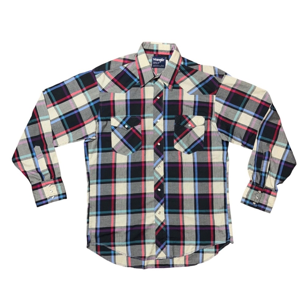 Wrangler Mens Plaid Long Sleeve Western Snap Front Shirt 16-43